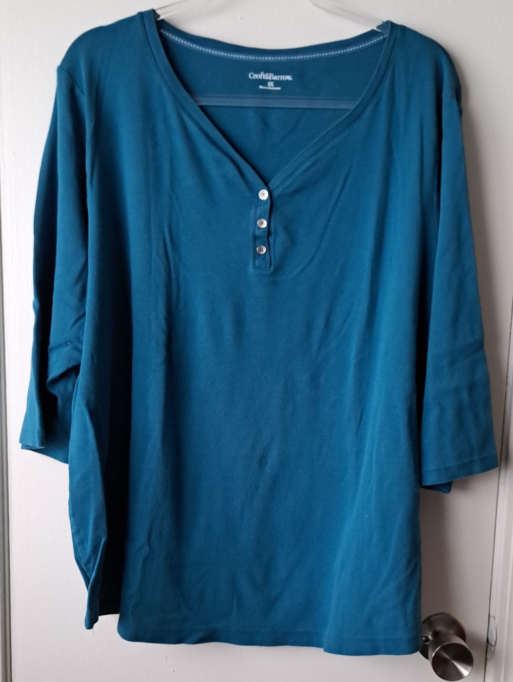 Croft & Barrow Teal Henley-Style Women’s Top